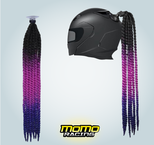 Purple A Helmet hair