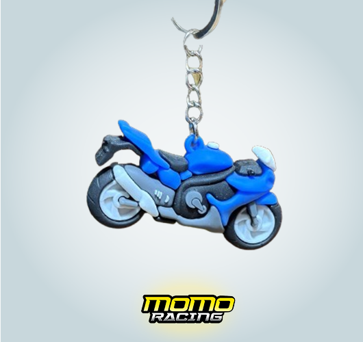 Blue motorcycle keyring