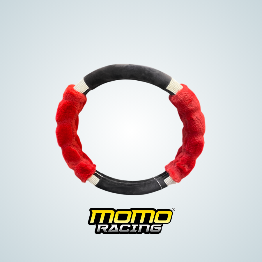 Red fur steering wheel cover